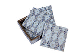 Table Coasters 4"x 4" – Elegant Blue Floral Design (Set of 6)